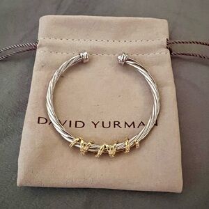 David Yurman Twisted Silver and Gold Bracelet 4mm